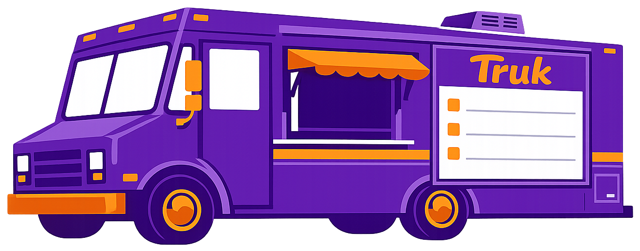Purple truk food truck with orange accents